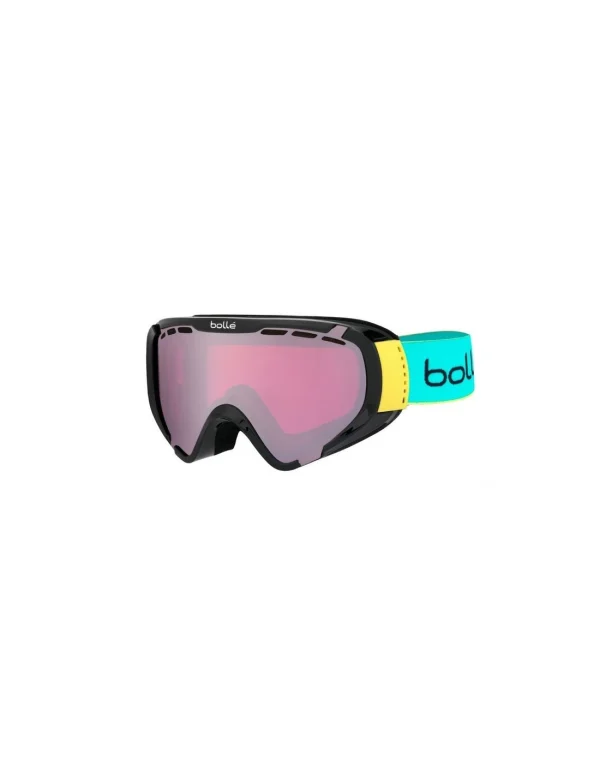 Masque De Ski Neuf Bollé Explorer Shiny Black And Green Brush S2 1